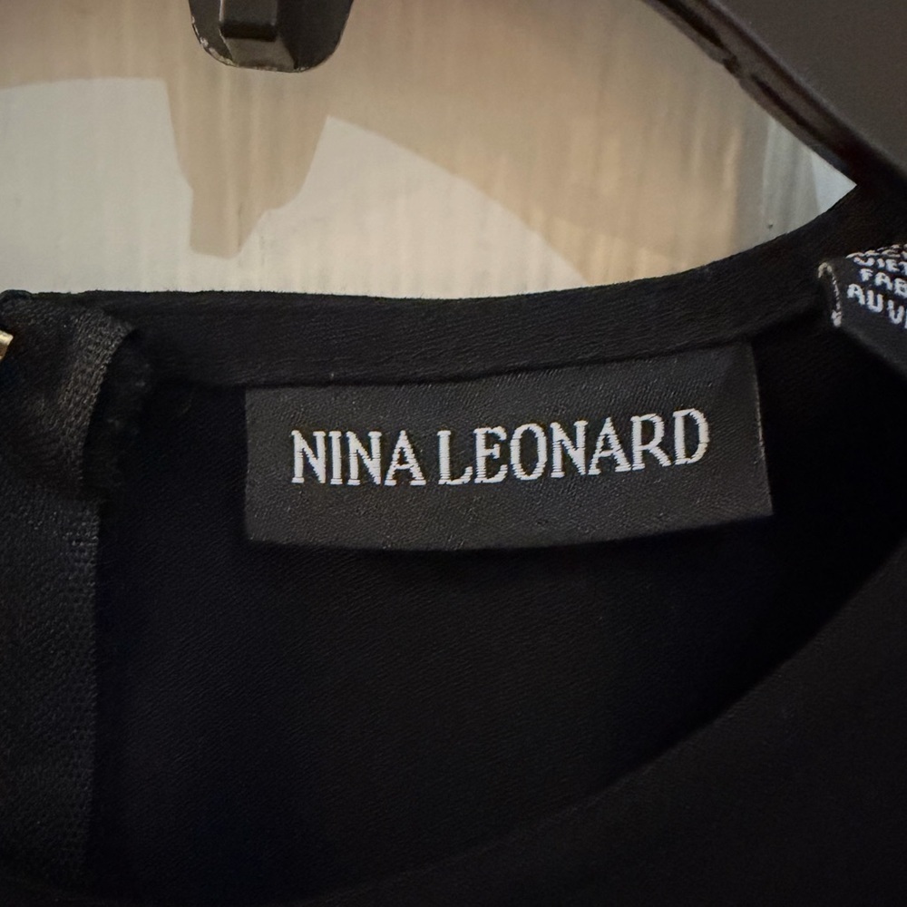 Nina Leonard Black Dress Midi Sleeveless Pullover Solid Cocktail Women’s M - Picture 5 of 9